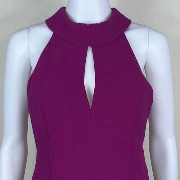 Trina Turk Magenta High Neck Peekaboo Cocktail Dress - Picture 2 of 13